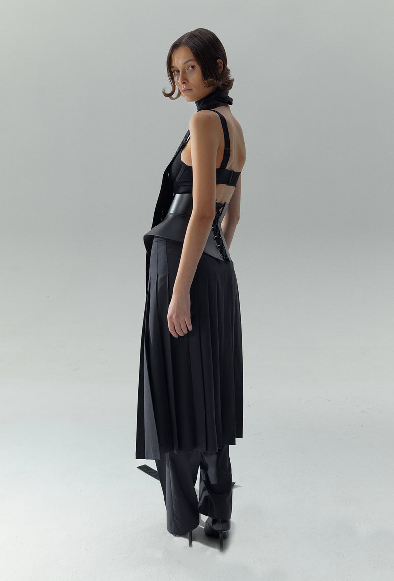 PRITCH Leather Laceup Corset Belt Black