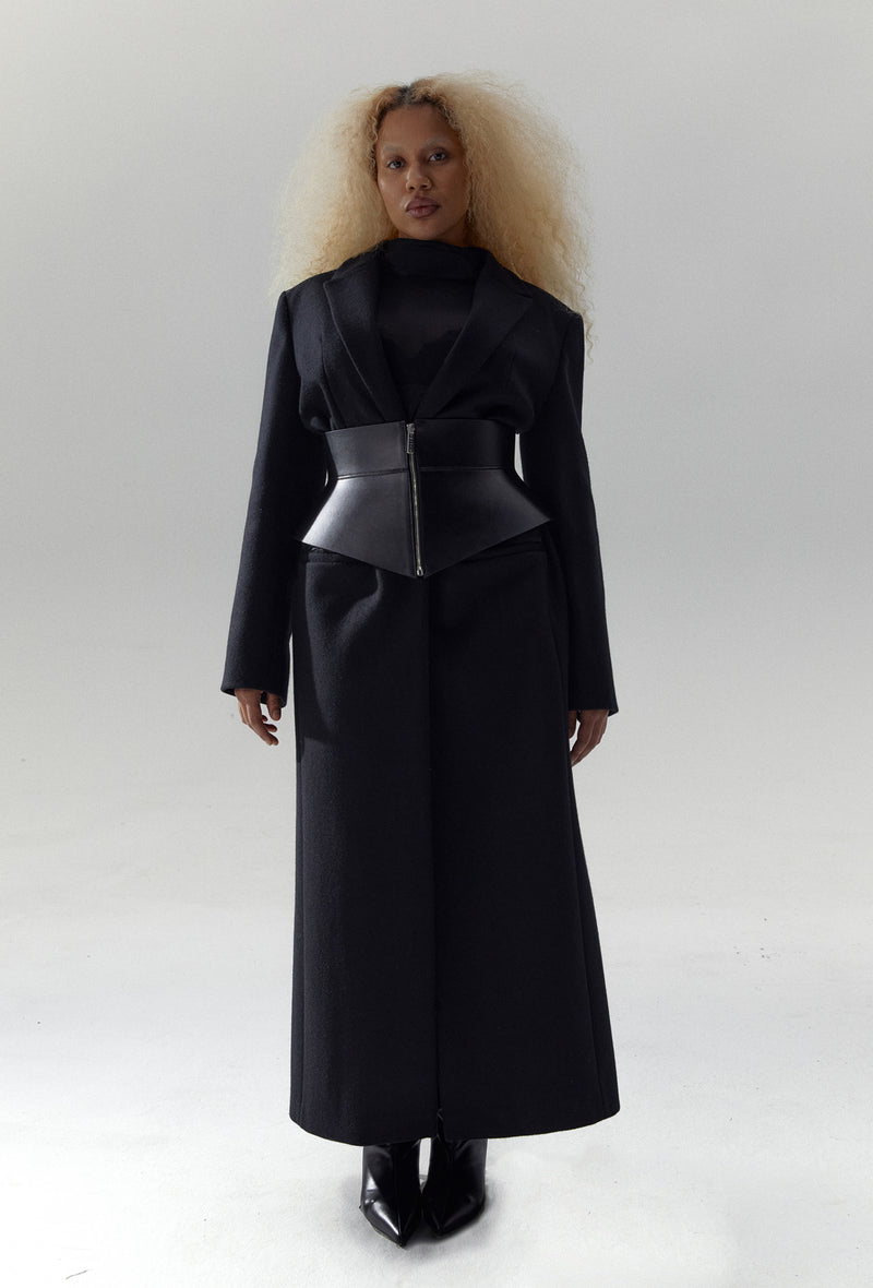 PRITCH Leather Laceup Corset Belt Black