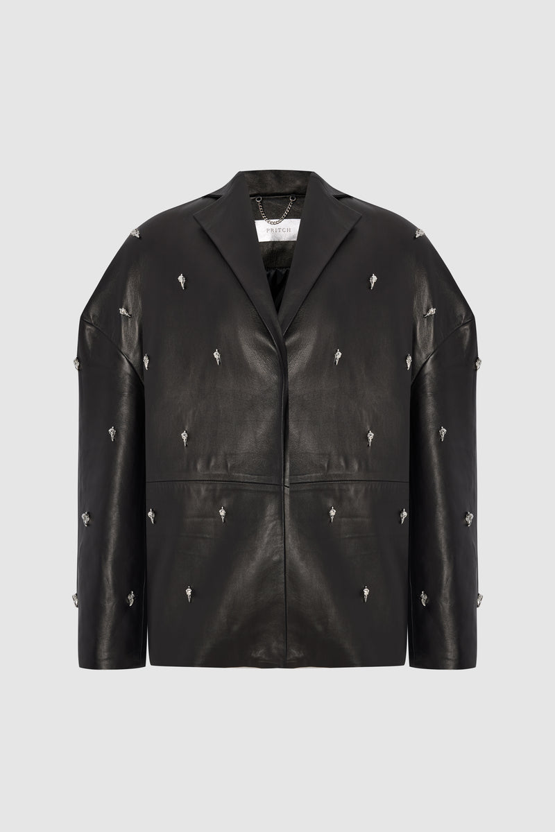 PRITCH_Chapter1_Pireced_Raven_Leather_Blazer_Black_Front