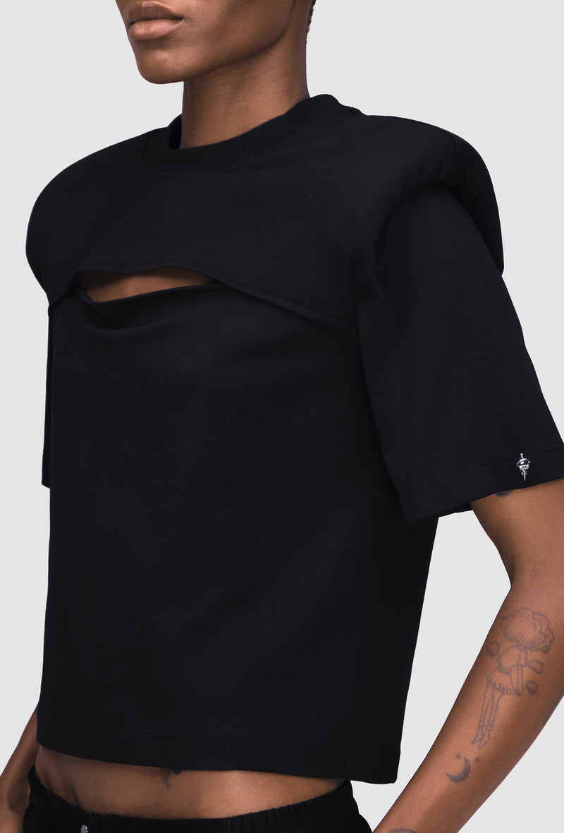 PRITCH_Chapter1_Power_Shoulder_Cut_Out_T-Shirt_Black