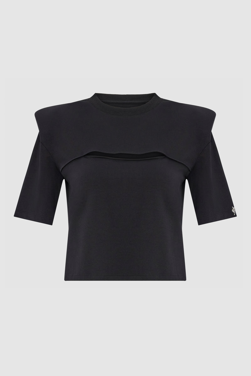 PRITCH_Chapter1_Power_Shoulder_Cut_Out_T-Shirt_Black