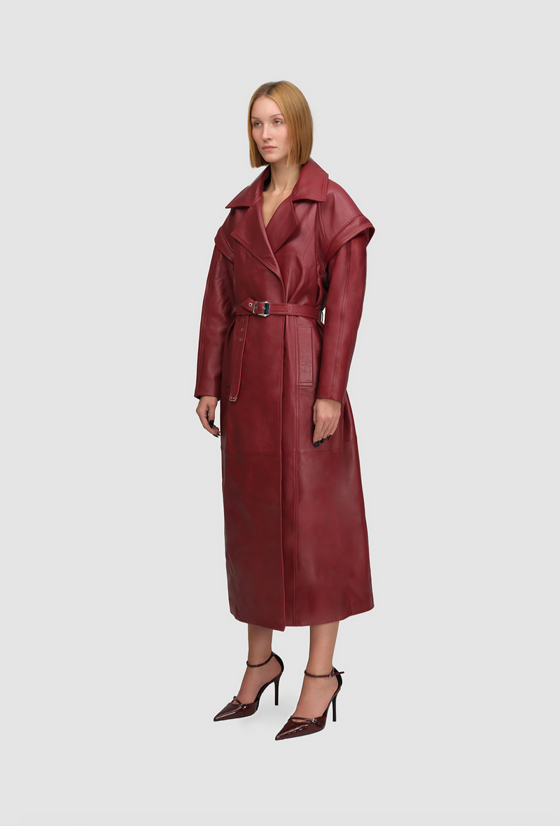 PRITCH Chapter1 RTW AW24 Leather Trenchcoat Wine Red