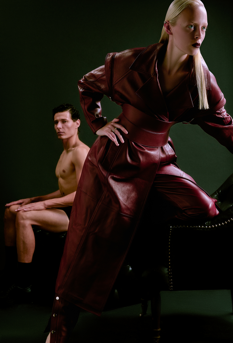 PRITCH Leather Corset Belt in Wine Red