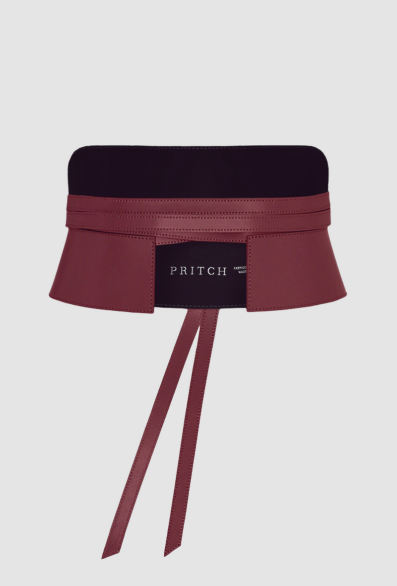 PRITCH Leather Corset Belt Wine Red Back