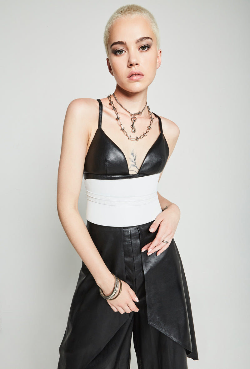 Leather Corset Belt Ice White