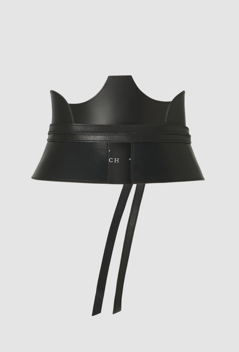 PRITCH Leather Corset Belt in Pitch Black with Cut Out Details