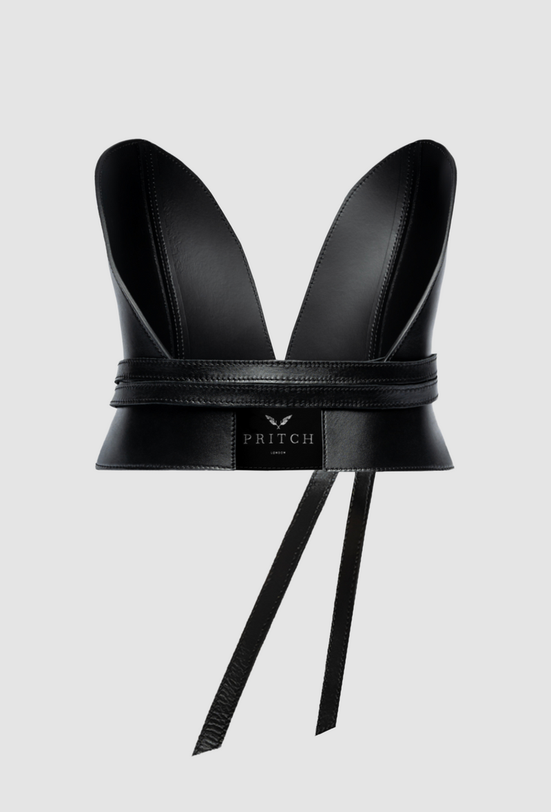 PRITCH Leather Corset Belt in Pitch Black with Wrap Cup Details