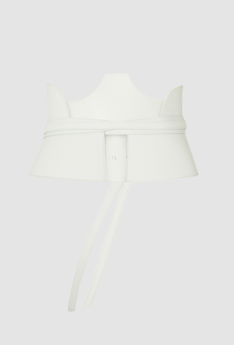 PRITCH Leather Corset Belt in White in Cut Out Style