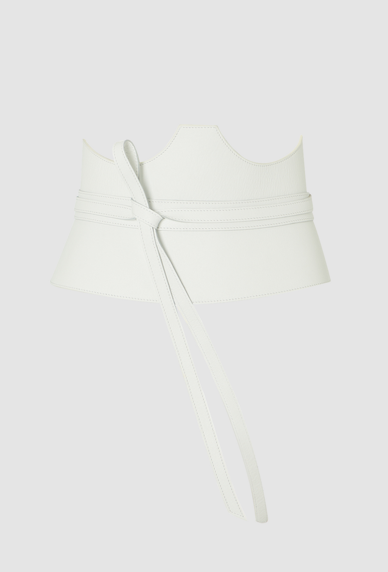 PRITCH Leather Corset Belt in Ice White with Cut Out Style