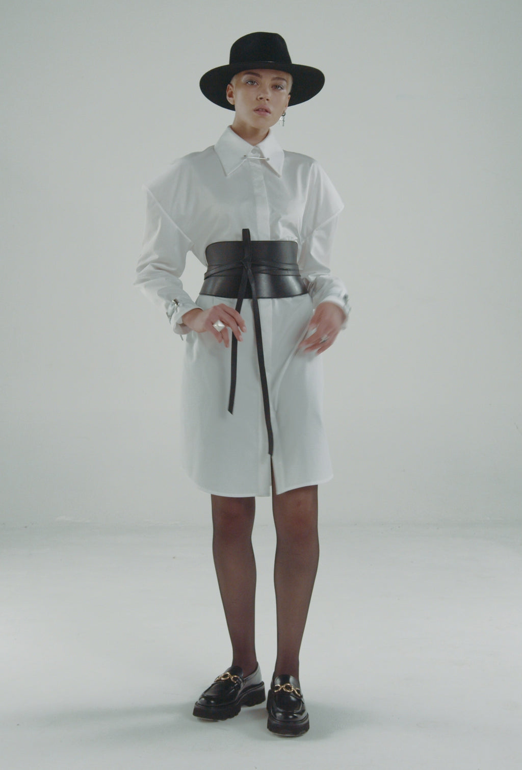 PRITCH Leather Corset Belt in Pitch Black