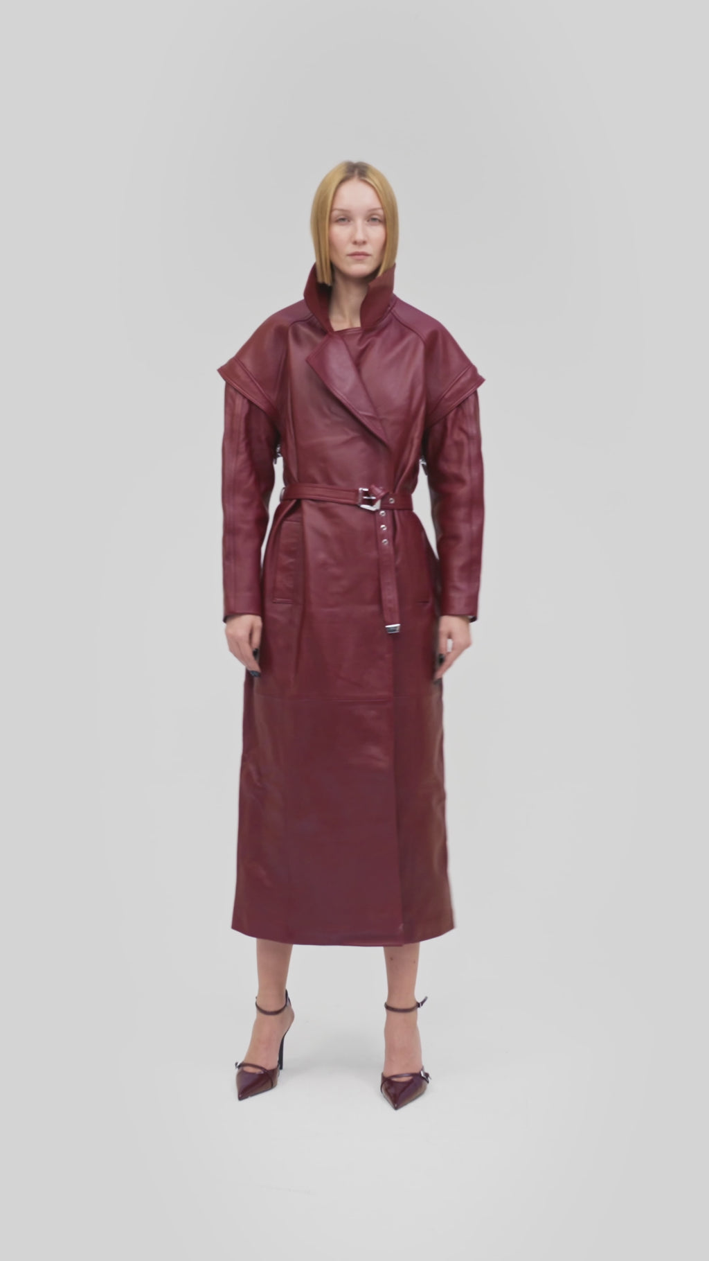 PRITCH Chapter1 RTW AW24 Leather Trenchcoat Wine Red
